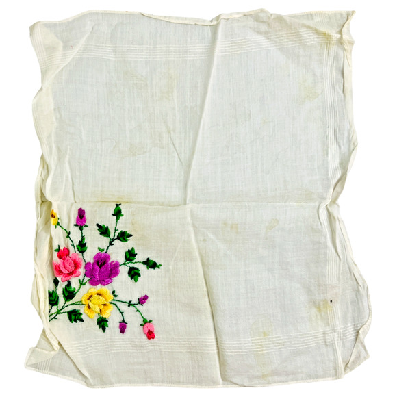 Vintage Handkerchief Lot Buy it Now 5 Embroidered Crochet Solid Floral Pink READ - Picture 6 of 16